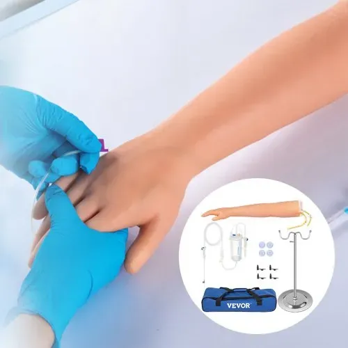 VEVOR Phlebotomie-Kit, IV Übungsarm 12 Stk. Phlebotomie-Arm-Praxis-Kit 40-70 cm Standhöhe, Trainingsarm für Intravenöse Injektion Inkl. IV-Ständer, Blutlanzette, Schlauch-/Venenanschluss, Aderpresse – Bild 7