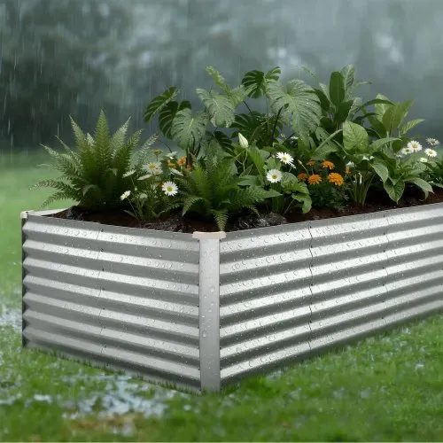VEVOR Hochbeet Metall 240x120x62 cm, Rechteckiges Gartenbeet, Pflanzkasten-Set für den Außenbereich, Gemüsebeet mit Handschuhen, Blumenbeet Bodenlos, Pflanzbeet für Blumen & Gemüse, Silber – Bild 7