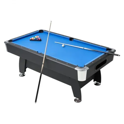 VEVOR Billardtisch 213 cm moderner Spieltisch mit verstellbaren Füßen, komplettes Set inkl. Bällen/Queues/Ständer/Kreide/Bürste, für Spielzimmer Freizeiträume schwarz mit blauem Tuch – Bild 10