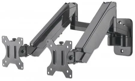 Manhattan Universal-Wandhalterung mit Gasdruckfeder für zwei Monitore, Zwei Halterungsarme mit Gasdruckfeder, Kugelgelenk und Verlängerungsarm, geeignet für zwei Monitore von 17" bis 32"* und bis zu 8 kg pro Arm – Bild 2