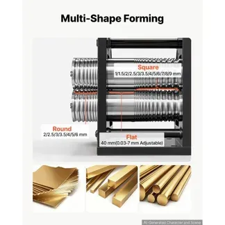 VEVOR Handwalzwerk 40 mm 3-in-1 Kombinationswalzwerk Rund Flach Quadrat, Manuelles Schmuckwerkzeug für DIY-Schmuckhersteller, Einstellbare Dicke 0,03–7 mm, für Duktile Metalle Gold Silber Kupfer Alu VEVOR Handwalzwerk 40 mm 3-in-1 Kombinationswalzwerk Rund Flach Quadrat, Manuelles Schmuckwerkzeug für DIY-Schmuckhersteller, Einstellbare Dicke 0,03–7 mm, für Duktile Metalle Gold Silber Kupfer Alu