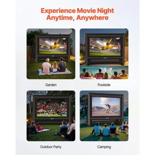 VEVOR aufblasbare Filmleinwand Projektion Beamer Leinwand aus 600D, Projektionsleinwand mit tragbarer Aufbewahrungstasche, 16:9, Filmprojektion für Heimkino Mottoparty Poolspaß (413 x 200 x 330 cm) – Bild 5