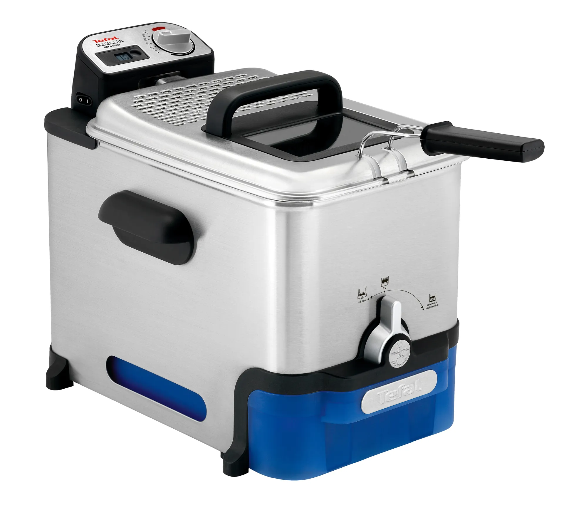 Tefal Oleoclean Pro Inox & Design FR8040 Einzelbild 3,5 l 2300 W Schwarz, Edelstahl Tefal Oleoclean Pro Inox & Design FR8040 Einzelbild 3,5 l 2300 W Schwarz, Edelstahl