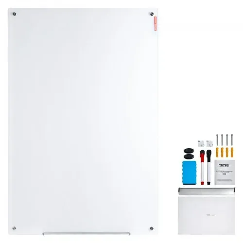 VEVOR Magnetisches Glas-Whiteboard, Wandtafel Trocken Abwischbare Tafel 90 x 60 cm, Wandmontiertes Weißes Glasboard ohne Rahmen, mit Stiftablage, einem Radiergummi& 2 Stiften, Magnettafel Weiß – Bild 8