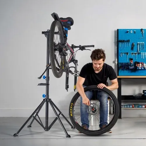 VEVOR Fahrradreparaturständer Fahrradmontageständer (29,9 kg belastbar) mit 835-1440 mm einstellbarer Höhe & magnetischer Werkzeugablage, faltbarer Wartungsständer für Mountainbikes Road Bike – Bild 7