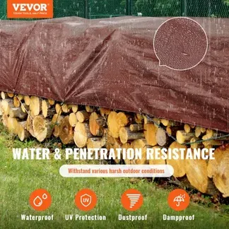 VEVOR Abdeckplane PE Gewebeplane 609,6×1219,2 cm Schutzplane 16 Mil Holzplane 16 x 16-Gewebe Gartenplane Wasserdicht UV-beständig zum Abdecken von Wohnmobils Autos Motorrads Gartenmöbel Braun VEVOR Abdeckplane PE Gewebeplane 609,6×1219,2 cm Schutzplane 16 Mil Holzplane 16 x 16-Gewebe Gartenplane Wasserdicht UV-beständig zum Abdecken von Wohnmobils Autos Motorrads Gartenmöbel Braun