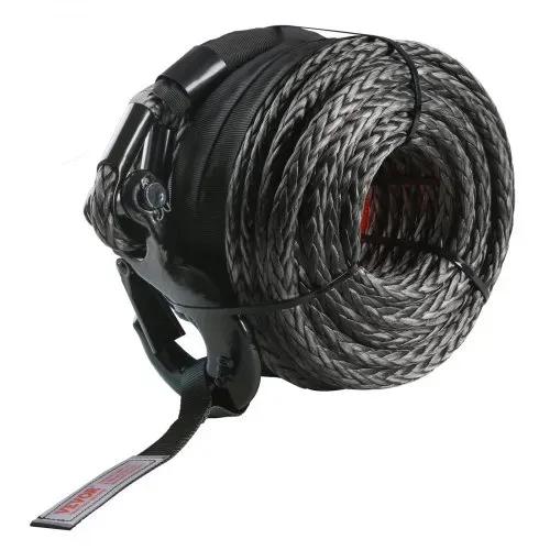 VEVOR synthetisches Windenseil, 12,7 mm x 28,04 m, 14,51 t synthetisches Windenleinen-Kabelseil mit Schutzhülle + geschmiedetem Windenhaken + Zugband, universell passend für SUV, großes Geländefahr – Bild 8