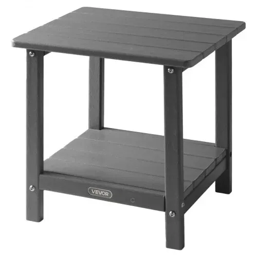 VEVOR Beistelltisch Kunststoff, 45x38x44 cm, Gartentisch aus HDPE, Balkontisch mit 2 Ablagen, Nachttisch, Couchtisch, Dekotisch, geeignet für Terrasse, Pool, Strand, Veranda, Garten, Grau – Bild 10