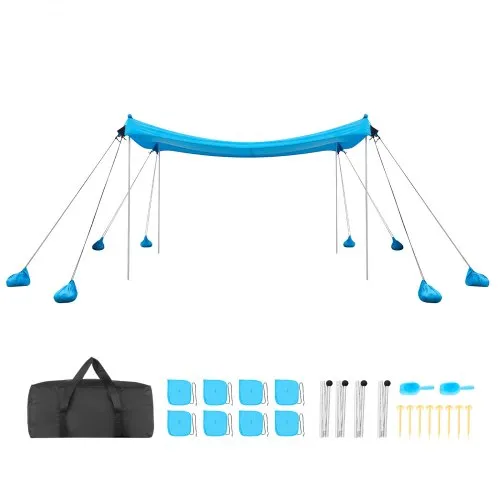 VEVOR Strandzelt mit Sonnenschutz (UPF 50+) 3 x 3 x 2 m, Strandmuschel mit 8 Sandsäcken & Stabilisierungsstangen & Sandschaufeln, Tragbares Sonnensegel für Familienausflüge Camping Angeln Blau VEVOR Strandzelt mit Sonnenschutz (UPF 50+) 3 x 3 x 2 m, Strandmuschel mit 8 Sandsäcken & Stabilisierungsstangen & Sandschaufeln, Tragbares Sonnensegel für Familienausflüge Camping Angeln Blau