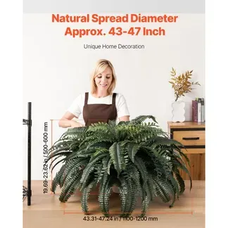VEVOR Künstliche Farne, Durchmesser 110-120 cm, künstliche Boston-Farnen, Wanddekoration mit 88 Zweigen, Kunstfarn für Home Office & Outdoor (Blumentopf nicht im Lieferumfang enthalten) VEVOR Künstliche Farne, Durchmesser 110-120 cm, künstliche Boston-Farnen, Wanddekoration mit 88 Zweigen, Kunstfarn für Home Office & Outdoor (Blumentopf nicht im Lieferumfang enthalten)