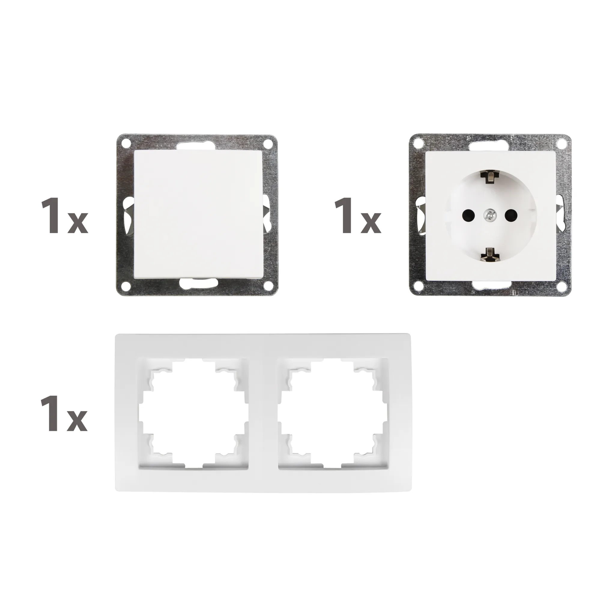 Schalter und Steckdosen Set McPower Flair ''Tür 2-fach Profi'', weiß, 3-teilig, Steckanschluss – Bild 3