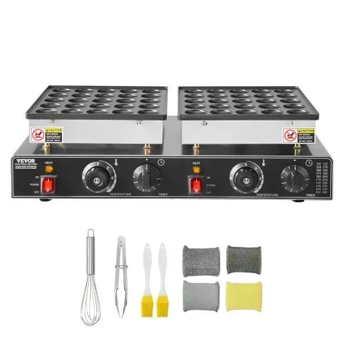 VEVOR 50-tlg. Mini-Pfannkuchen-Maker, Dorayaki-Bäcker aus antihaftbeschichtetem Edelstahl, 1800 W kommerzielle elektrische Poffertjes-Grillpfanne, duale Temperatur- und Zeitregelung, für Restaurant – Bild 8