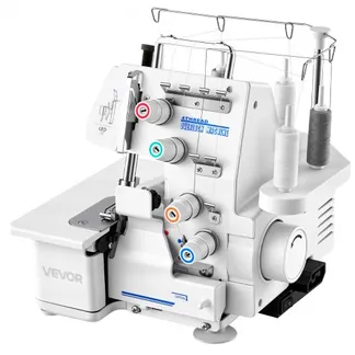 VEVOR Overlock-Nähmaschine 1250 Stiche pro Minute, 3- und 4-Faden-fähig, mit LED-Licht & starken Saugfüßen, robuste Nähmaschine mit Metallrahmen für verschiedene Stoffe, Weiß VEVOR Overlock-Nähmaschine 1250 Stiche pro Minute, 3- und 4-Faden-fähig, mit LED-Licht & starken Saugfüßen, robuste Nähmaschine mit Metallrahmen für verschiedene Stoffe, Weiß