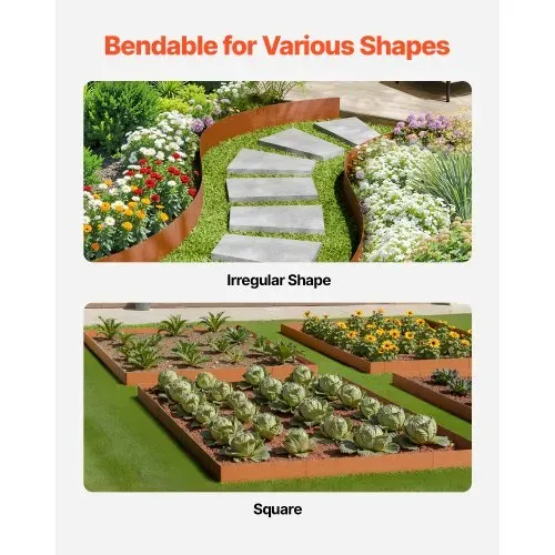 VEVOR Rasenkante, 6er Pack, 1016 x 203,2 x 1,5 mm, Gartenpalisade aus Metall, Beeteinfassung, Beetumrandung, biegbare Garteneinfassung, Raseneinfassung für Blumenbeete, Hofwegteiler – Bild 3