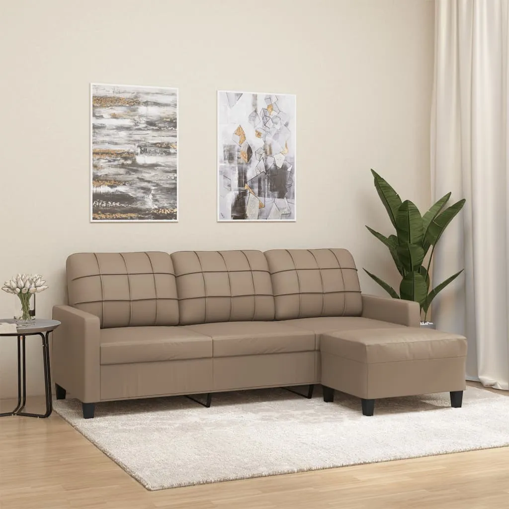 vidaXL 3-Sitzer-Sofa mit Hocker Cappuccino-Braun 180 cm Kunstleder vidaXL 3-Sitzer-Sofa mit Hocker Cappuccino-Braun 180 cm Kunstleder