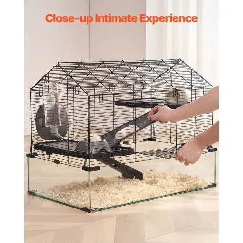 VEVOR Hamsterkäfig, 360°-Sicht, transparenter Hamsterlebensraum, Kleintierkäfig, 75x44x61 cm, belüfteter Mäusekäfig mit Wasserflasche, Rattenkäfig, tragbares Hamsterhaus für Ratten, Meerschweinchen – Bild 5