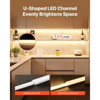 VEVOR LED Profil 20er-Pack 2 m, Eloxierte Aluminiumprofile mit Milchiger Abdeckung, Endkappen & Befestigungsclips, Kanäle, Diffusor für LED-Streifen, Ideal für Unterbau-Arbeitsplatten, U-Form VEVOR LED Profil 20er-Pack 2 m, Eloxierte Aluminiumprofile mit Milchiger Abdeckung, Endkappen & Befestigungsclips, Kanäle, Diffusor für LED-Streifen, Ideal für Unterbau-Arbeitsplatten, U-Form