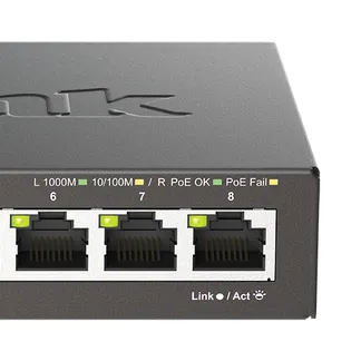 D-Link DGS-1008P/E Netzwerk-Switch Unmanaged L2 Gigabit Ethernet (10/100/1000) Power over Ethernet (PoE) Desktop Schwarz D-Link DGS-1008P/E Netzwerk-Switch Unmanaged L2 Gigabit Ethernet (10/100/1000) Power over Ethernet (PoE) Desktop Schwarz