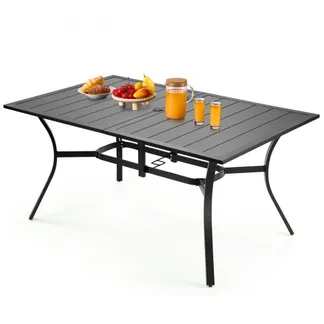 VEVOR Terrassentisch Gartentisch Balkontisch (1500 x 960 x 725 mm) aus Kohlenstoffstahl rechteckier Esstisch für Hof Terrasse Garten Veranda, wasserfest, mit 38 mm Schirmloch, 68 kg Tragkraft Schwarz VEVOR Terrassentisch Gartentisch Balkontisch (1500 x 960 x 725 mm) aus Kohlenstoffstahl rechteckier Esstisch für Hof Terrasse Garten Veranda, wasserfest, mit 38 mm Schirmloch, 68 kg Tragkraft Schwarz