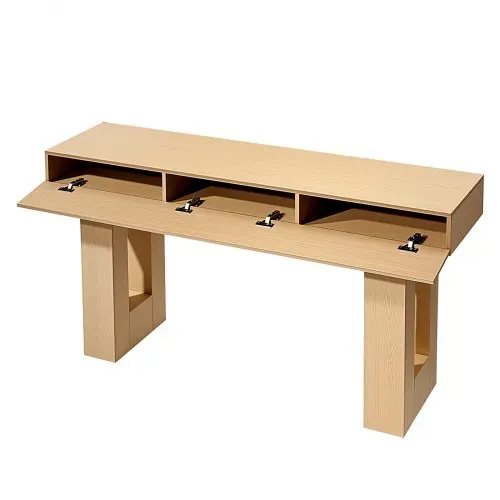 VEVOR Konsolentisch Sofatisch (160 x 35 x 85 cm / L x B x H), schmaler rechteckiger Eingangstisch aus Spanplatte für Flur Schlafzimmer Wohnzimmer Foyer, Flurtisch Beistelltisch Naturholz – Bild 9