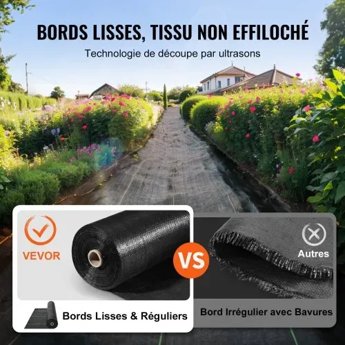 VEVOR Unkrautschutz Gartenvlies 1 x 50 m, Strapazierfähiger Gewebter PP-Unkrautbekämpfungsstoff, Korrosionsbeständiges & Reißfestes Unkrautflies Unkrautschutzvlies für Landschaftsbau, Bodendecker – Bild 3