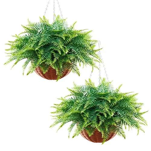 VEVOR 2 Stk. Künstliche Farne Hängend, Künstliche Pflanzen mit 584mm Aufhängelänge aus Kunststoff & Seidenstoff, UV-beständige Artifizielle Boston Farne mit Topf für Haus Garten Balkon Büro Dekoration VEVOR 2 Stk. Künstliche Farne Hängend, Künstliche Pflanzen mit 584mm Aufhängelänge aus Kunststoff & Seidenstoff, UV-beständige Artifizielle Boston Farne mit Topf für Haus Garten Balkon Büro Dekoration
