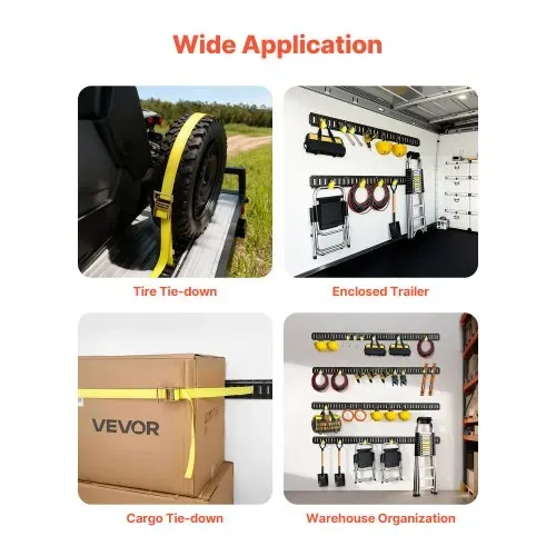 VEVOR E-Track-Zurrschienen-Set, 8er-Pack (1,5/1,2/0,6/0,3 m) E-Track-Schienen, 36-tlg., inkl. 2 Ratschengurten & 8 O-Ringen & 8 Zurrgurten mit D-Ring & 2 Einzelschlitzen & 16 Endkappen – Bild 5