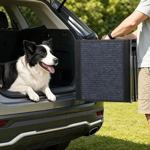 VEVOR Hunderampe, 160 x 43,2 cm, faltbare Hundeautorampe für mittelgroße & große Hunde bis 113 kg, Hundetreppe mit rutschfester Filzteppichoberfläche, tragbare Einstiegshilfe für SUV & LKW – Bild 7