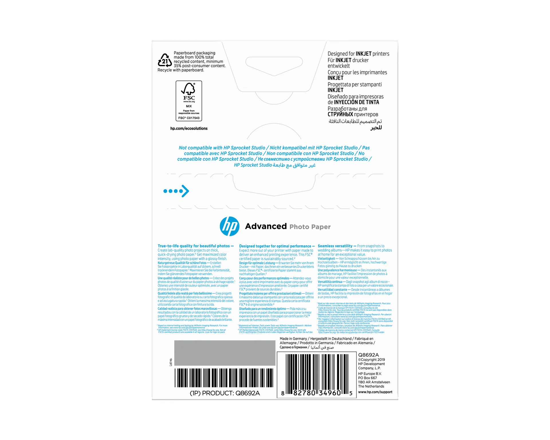 HP Advanced Fotopapier glänzend, 250 g/m2, 10 x 15 cm (101 x 152 mm), 100 Blatt – Bild 5