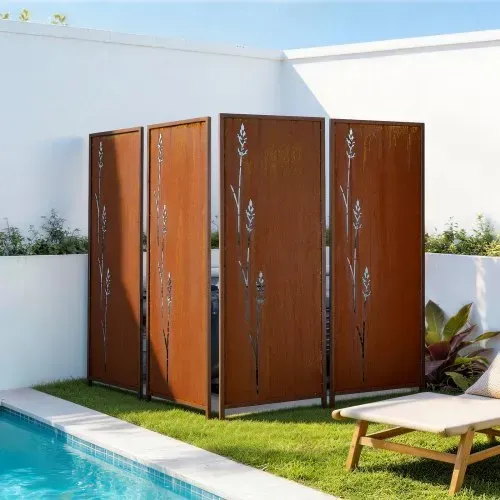 VEVOR Paravent 50x160 cm 4er-Pack, Raumteiler, Trennwand mit Erdspießen & Kohlenstoffstahlplatte, Sichtschutz, Raumtrenner, Dekorative Sichtschutzwand für Garten, Terrasse, Hof, Balkon – Bild 7