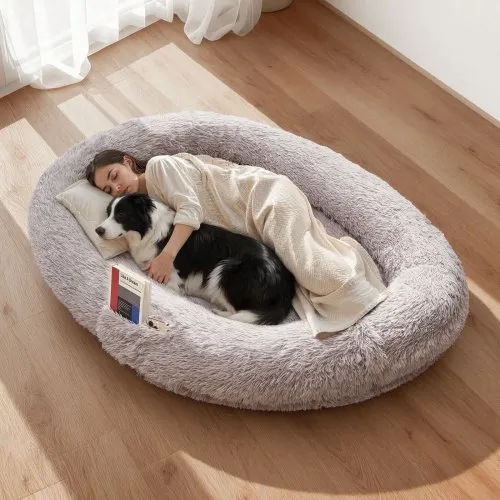 VEVOR Hundebett für Menschen, 1710x1000x240 mm, Memory-Schaum-Hundebett in Menschengröße, mit Seitentasche, Griff & Reißverschluss, abnehmbarer, maschinenwaschbarer Bezug, Hochflor, Grau VEVOR Hundebett für Menschen, 1710x1000x240 mm, Memory-Schaum-Hundebett in Menschengröße, mit Seitentasche, Griff & Reißverschluss, abnehmbarer, maschinenwaschbarer Bezug, Hochflor, Grau