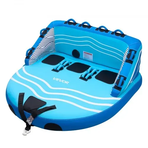 VEVOR Towable Tube für Boote, Wassersport-Schleppreifen für 3 Personen, bis 231 kg Tragfähigkeit, mit 2 Zugpunkten, Nylonhülle, Gepolsterten Griffen und Sicherheitsventil, für Seen, Flüsse, Blau – Bild 10