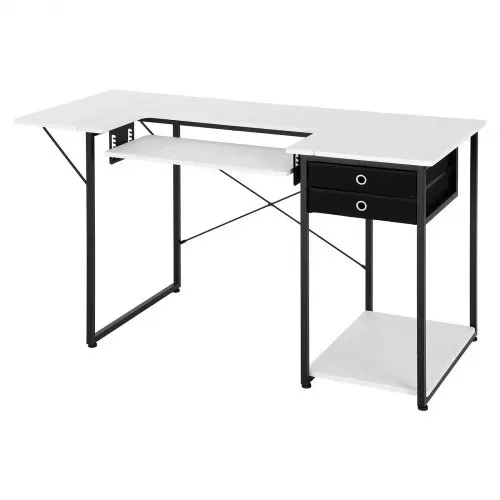 VEVOR Nähtisch Nähmaschinentisch mit klappbarer Tischplatte & verstellbarer Ablage & Stahlbeinen & Schublade, Mehrzwecktisch Computertisch für Zuhause Modestudio Kunststudio Bildungseinrichtung – Bild 8