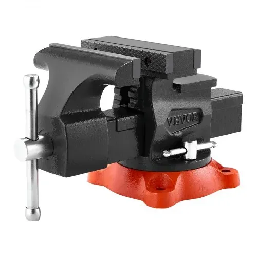 VEVOR Schraubstock, 140 mm Backenbreite, 140 mm max. Backenöffnung, 360° schwenkbare Feststellbasis, 73 mm Ausladung, Werkbank-Schraubstock aus Sphäroguss, Zwei-Wege-Backen zum Einspannen runder Rohre – Bild 8