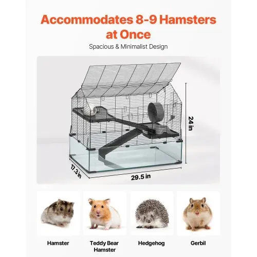VEVOR Hamsterkäfig, 360°-Sicht, transparenter Hamsterlebensraum, Kleintierkäfig, 75x44x61 cm, belüfteter Mäusekäfig mit Wasserflasche, Rattenkäfig, tragbares Hamsterhaus für Ratten, Meerschweinchen – Bild 2