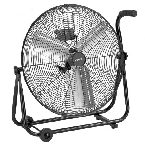 VEVOR Bodenventilator Ø609,6mm, Windmaschine 360° Neigbar, Standventilator mit 3 Geschwindigkeitsstufen, Trommelventilator Tragbar mit Griff Rollen & 1,6m Kabel, Industrie-Ventilator für Garage Lager – Bild 8