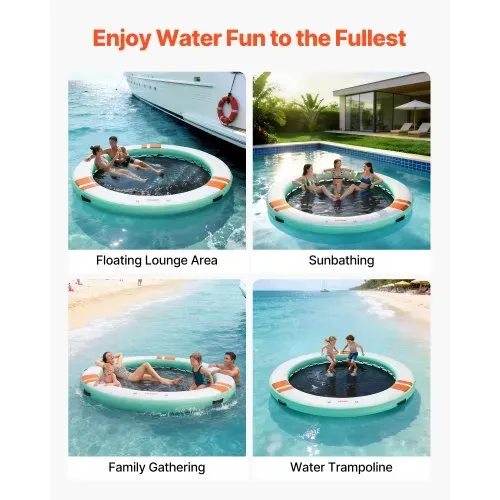 VEVOR Aufblasbares Schwimmdock, φ3,66 m, Schwimmplattform mit Rutschfester Oberfläche, Tragetasche & Abnehmbarer Leiter, Schwimmende Insel, Wasserplattform für Pool, Strand & Meer, Rund – Bild 5