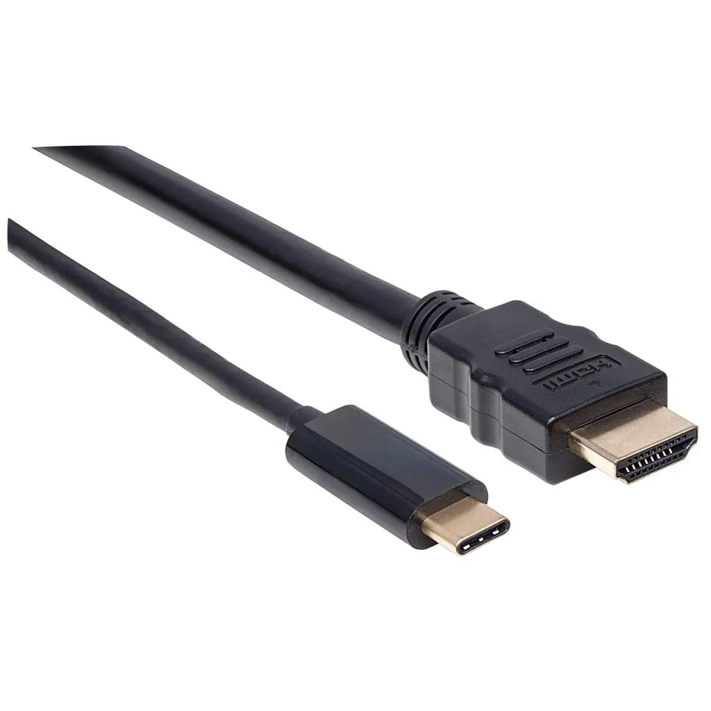 Manhattan USB Typ C auf HDMI-Adapterkabel, Konvertiert das Alternate-Mode-Signal in ein HDMI 4K-Ausgangssignal, 2 m, schwarz – Bild 2