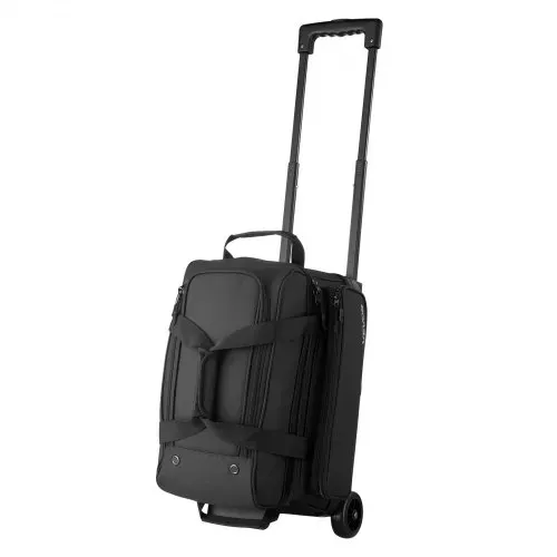 VEVOR Bowlingballtasche für 2 Bälle mit Doppelrollen & separatem Fach für Schuhe (bis US-Größe 16) & übergroßer Zubehörtasche, einziehbarer Griff lässt sich auf 105 cm ausziehen Schwarz – Bild 10