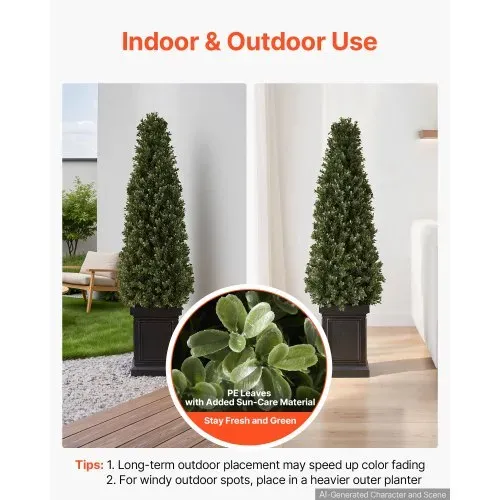VEVOR Künstliche Pflanze 2 Stk. Künstlicher Buchsbaum mit PP-Topf 1000mm, Dekopflanze für Wohnzimmer Balkon Büro Veranda Garten Terrase, UV-Beständig, Kunstbaum aus PE, Naturgetreu, Indoor & Outdoor – Bild 3