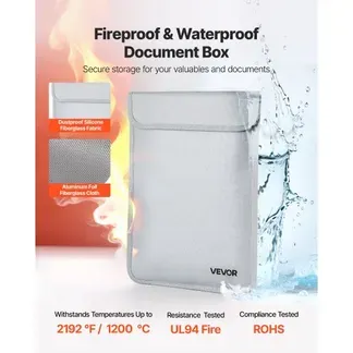 VEVOR feuerfeste Dokumententasche Aktentasche, 1200 °C wärmeisolierte, wasserfeste Dokumentenaufbewahrungstasche mit glattem Reißverschluss, tragbare & Geldtasche für wichtige Dokumente VEVOR feuerfeste Dokumententasche Aktentasche, 1200 °C wärmeisolierte, wasserfeste Dokumentenaufbewahrungstasche mit glattem Reißverschluss, tragbare & Geldtasche für wichtige Dokumente