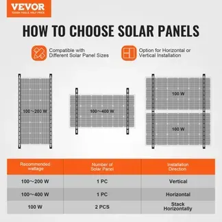 VEVOR 2er-Set Solarpanel-Halterungen 114 cm, 0 bis 90° verstellbare Solarmodul-Halterungen für 100-400 W Solarpaneel, leichte Aluminiumhalterungen mit klappbaren Neigungsbeinen für Wohnmobil, Boot VEVOR 2er-Set Solarpanel-Halterungen 114 cm, 0 bis 90° verstellbare Solarmodul-Halterungen für 100-400 W Solarpaneel, leichte Aluminiumhalterungen mit klappbaren Neigungsbeinen für Wohnmobil, Boot