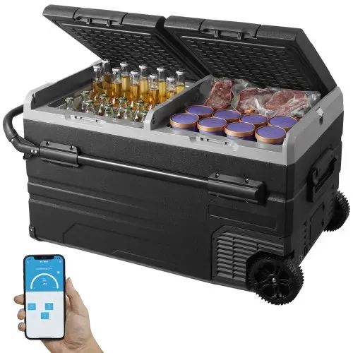 VEVOR 12 V Autokühlschrank, tragbarer 115 L Gefrierschrank mit 2 Zonen und Rädern & Griff, -20 °C bis 20 °C, 12/24 V DC / 100–240 V AC-Kompressorkühler für den Außenbereich, Camping, Reisen VEVOR 12 V Autokühlschrank, tragbarer 115 L Gefrierschrank mit 2 Zonen und Rädern & Griff, -20 °C bis 20 °C, 12/24 V DC / 100–240 V AC-Kompressorkühler für den Außenbereich, Camping, Reisen