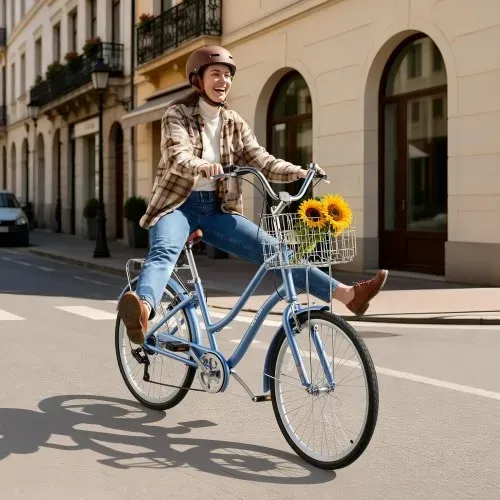 VEVOR Damenfahrrad 26 Zoll Cruiser-Fahrrad 150 kg 7-Gang Citybike Hellblau, für Pendelfahrten Besorgungen und Strandfahrten, mit Korb, Gepäckträger bis 50 kg, Doppel-V-Bremsen und Praktischem Zubehör – Bild 7