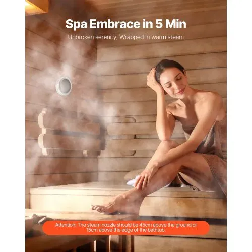 VEVOR Dampfgenerator, 7,5 kW Dampferzeuger, Dampfduschsystem mit Steuerung für Sauna, Bad, Spa, kommerzielles automatisches Ablaufset mit Überhitzungs-, Trockenlauf- & Überdruckschutz, Schwarz – Bild 2
