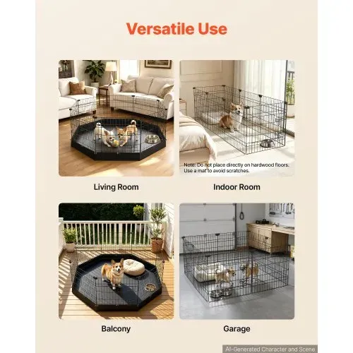 VEVOR Welpenauslauf Welpenlaufstall Welpenzaun 61cm 8-tlg. mit Bodenmatte, Spielplatz für Kleine Hunde Katzen & Andere Kleintiere Faltbar Durch die Verschiedenen Formen Vielfältig Einsetzbar – Bild 5