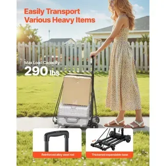 VEVOR Sackkarre klappbar, 131,5kg Tragkraft, Transportkarre mit 4 Rädern, 2 elastischen Seilen & erweiterbarer Basis, Transportwagen für Flughafen, Reisegepäck, Büroumzüge, Schwarz, 530x320x970mm VEVOR Sackkarre klappbar, 131,5kg Tragkraft, Transportkarre mit 4 Rädern, 2 elastischen Seilen & erweiterbarer Basis, Transportwagen für Flughafen, Reisegepäck, Büroumzüge, Schwarz, 530x320x970mm