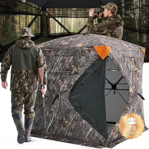 VEVOR Jagdzelt Jagdversteck, 2-3 Personen tragbares Tarnzelt, 270° durchsichtiges Bodenversteck, geeignet für die Truthahn- und Hirschjagd, Jagdunterstand mit Tragetasche, 148 x 148 x 170 cm VEVOR Jagdzelt Jagdversteck, 2-3 Personen tragbares Tarnzelt, 270° durchsichtiges Bodenversteck, geeignet für die Truthahn- und Hirschjagd, Jagdunterstand mit Tragetasche, 148 x 148 x 170 cm