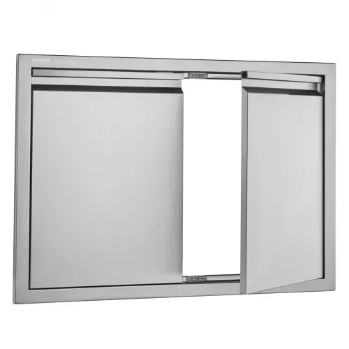 VEVOR Grill-Zugangstür, 762 x 532 x 45 mm, Doppelte Außenküchentür, Flächenbündig Montierte Edelstahltür, Vertikale Wandtür mit Versenkbaren Griffen, für Grillinsel, Grillstation, Außenschrank usw. – Bild 8