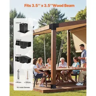 VEVOR Pfosttenverbinder, 3-Wege-Schräghalterung für 92 x 92 mm, Pergola-Halterung aus Karbonstahl mit Schrauben & Pfostensockeln, für Holzpergolen im Freien, Pavillons, Schuppen, 8 Stück VEVOR Pfosttenverbinder, 3-Wege-Schräghalterung für 92 x 92 mm, Pergola-Halterung aus Karbonstahl mit Schrauben & Pfostensockeln, für Holzpergolen im Freien, Pavillons, Schuppen, 8 Stück